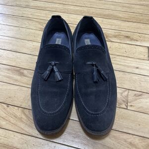 Steve Madden Blue Suede Leather Dress Shoes Men's 13 Bogart Tassel Loafer Stitch